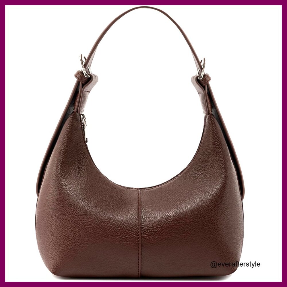 Vegan Leather Hobo Shoulder Bag Crossbody Purse Slouchy Tote Minimal Chic